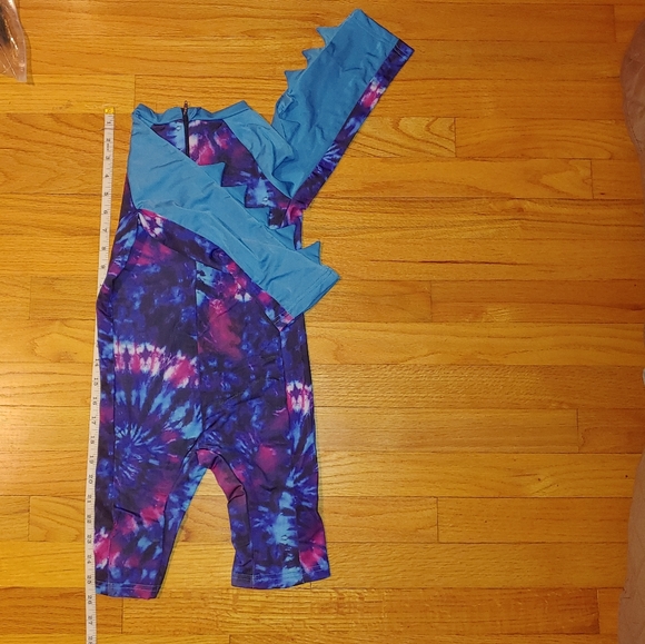 Shark Week Tie dye Toddler One Piece Long Sleeve Swimsuit Rash Guard Fins 2T-3T - Picture 4 of 10